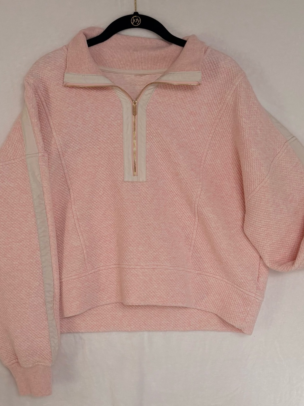 💗 CALIA Elevate Ripple 1/4 Zip Cropped Pullover – Pink – Medium
